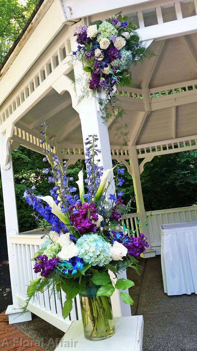 CF0821-Blue and Purple Wedding Ceremony Arrangements