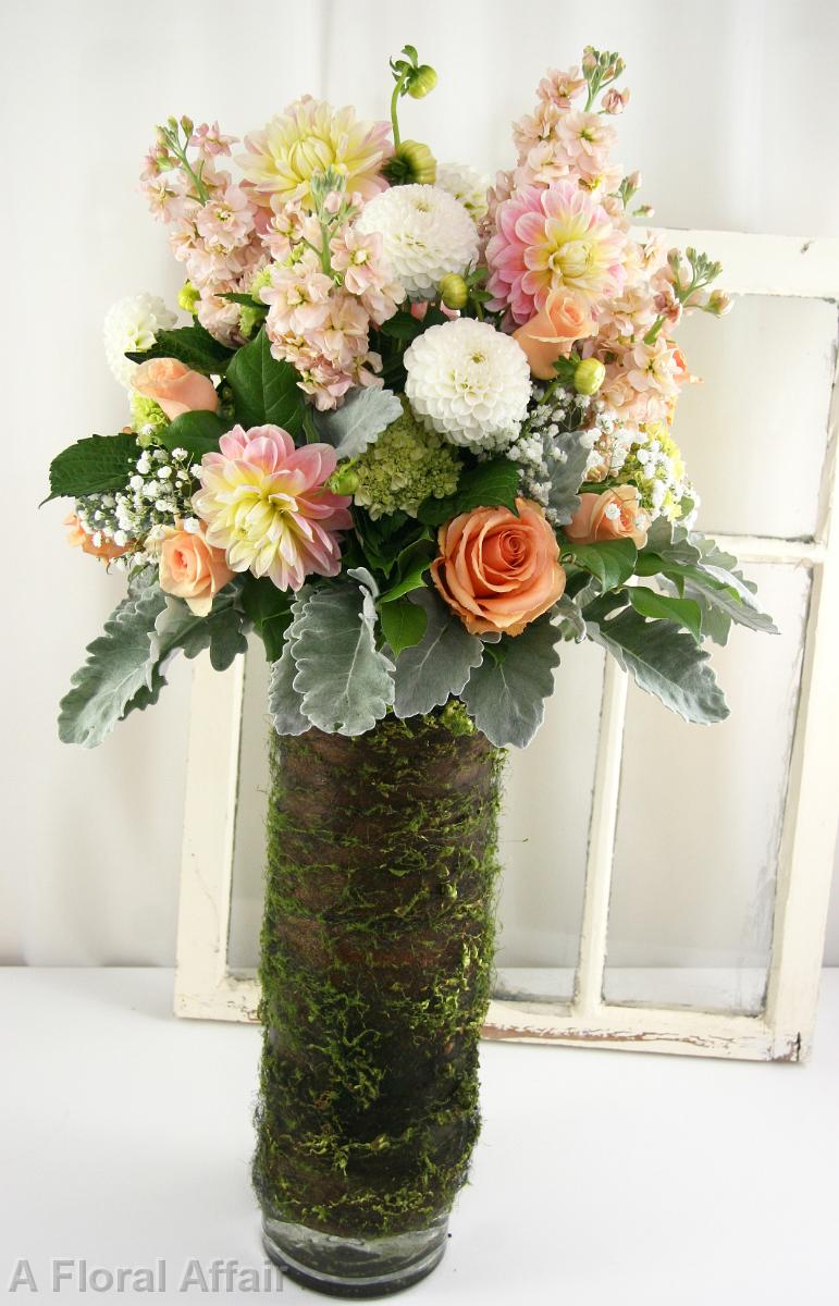 CF0862-Tall Rustic Peach and Apricot  Arrangement