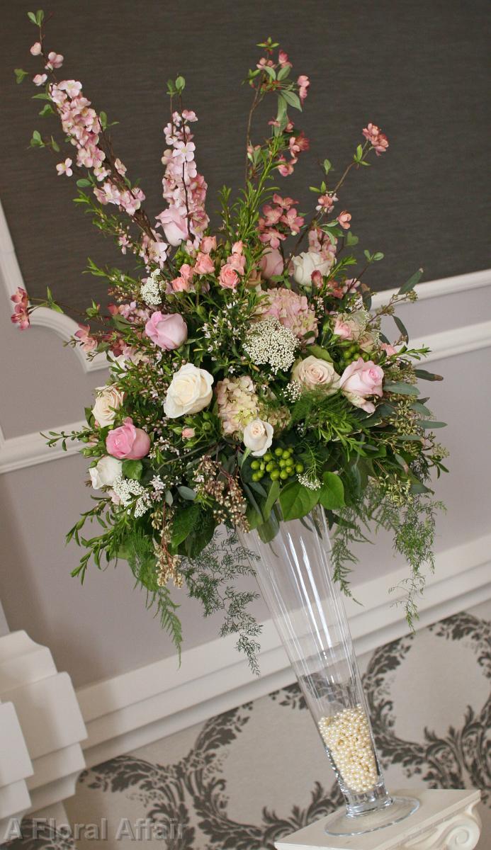 CF5780-Tall Blush Pink and Ivory wedding Ceremony Arrangement