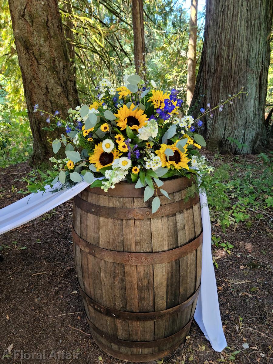 CF9340-Sunflowers with White and Blue Ceremony Arrangement