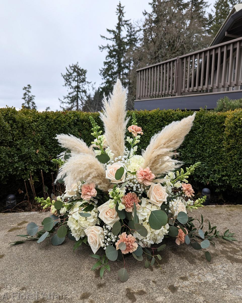 CF9383 - Beige and Terracotta Wedding Ground Arrangement with Pampas Grass