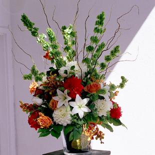 CF0341-Green, White and Orange Wedding  Flowers