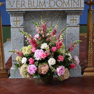 CF0395-Pink Church Alter Arrangement