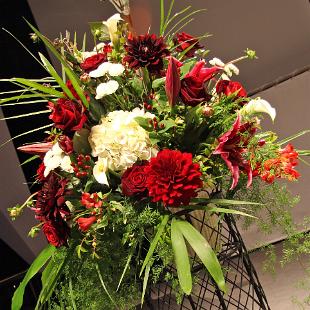 CF0412-Sangria and Ivory Flower Arrangement