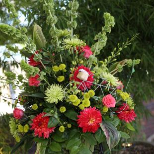 CF0435-Watermelon and Green Wedding Arrangement