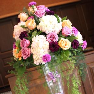 CF0601-Wedding Ceremony Flowers in Apricot and Lavender
