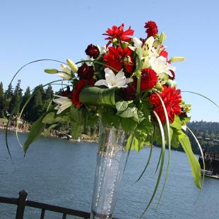 CF0641-Elegant, Modern Red and White Summer Wedding Arrangements