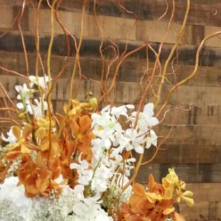 CF0803-Gold and White Wedding Arrangement