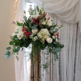 CF0886-Pink and White Indoor Garden Ceremony Arrangement