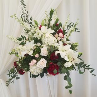 CF09259-Tall Classic Wine, Blush and White Ceremony Arrangment