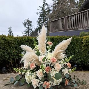 CF9383 - Beige and Terracotta Wedding Ground Arrangement with Pampas Grass