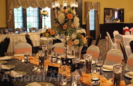 RF1030-Peach, Apricot and White Elegant Garden Candelabra Centerpiece