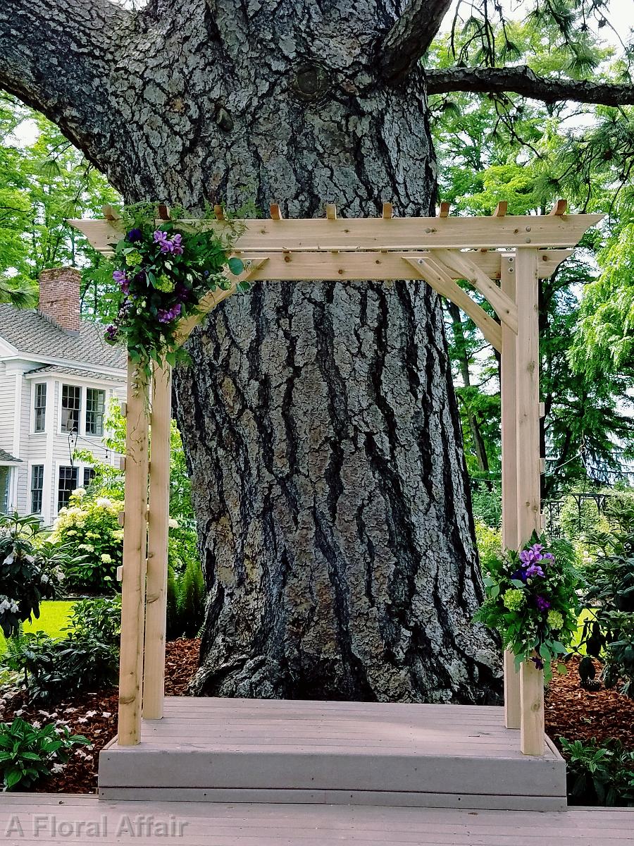 CF0899-Garden Wedding Arbor with Purple And Green Flowers