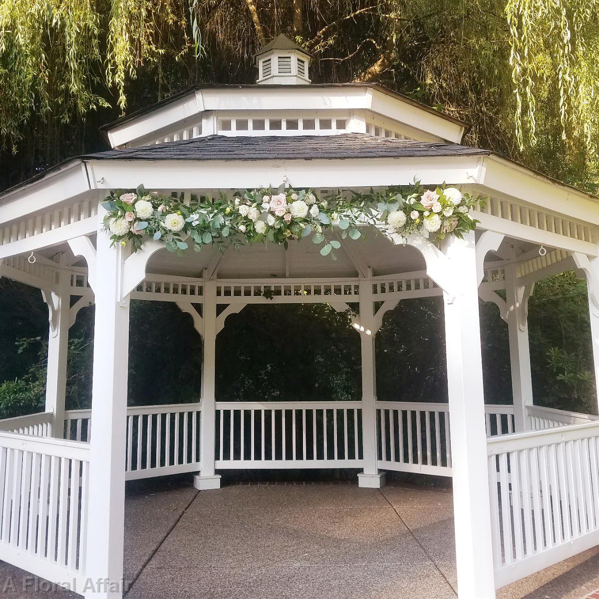 CF09263-Delicate Petal Pink and White Floral Garland on Gazebo