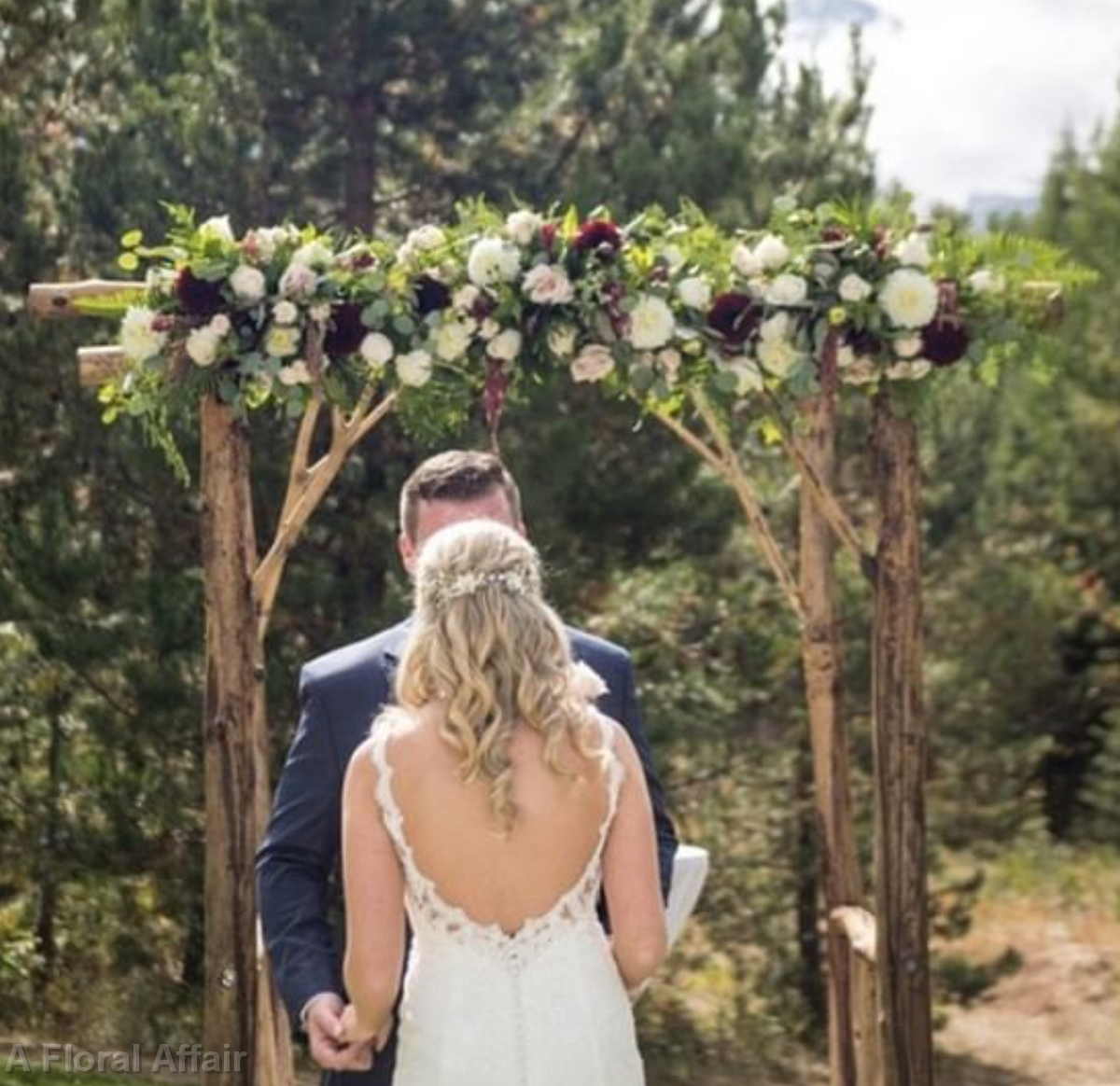 CF09291-Rustic Arbor Decorated in Wine and Ballet Pink Flowers