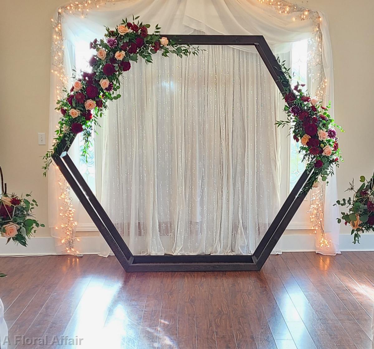 CF9346-Hexagon Wedding Arbor with Floral Sprays