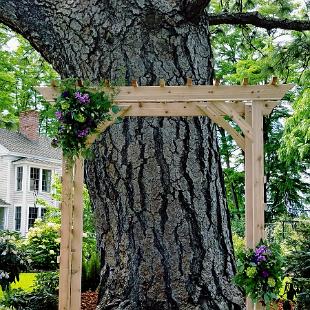 CF0899-Garden Wedding Arbor with Purple And Green Flowers