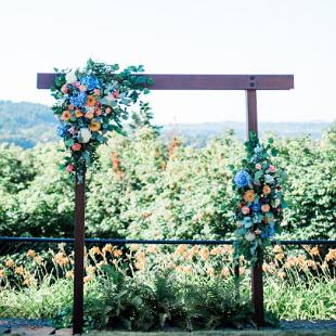 CF09292-Rental Arbor With Floral Accents in Blue and Coral's