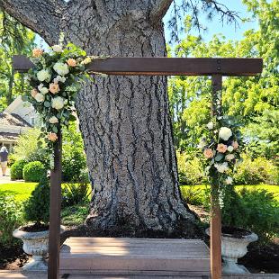 CF9329-Rustic Arbor with Cream and Pale Orange Flowers