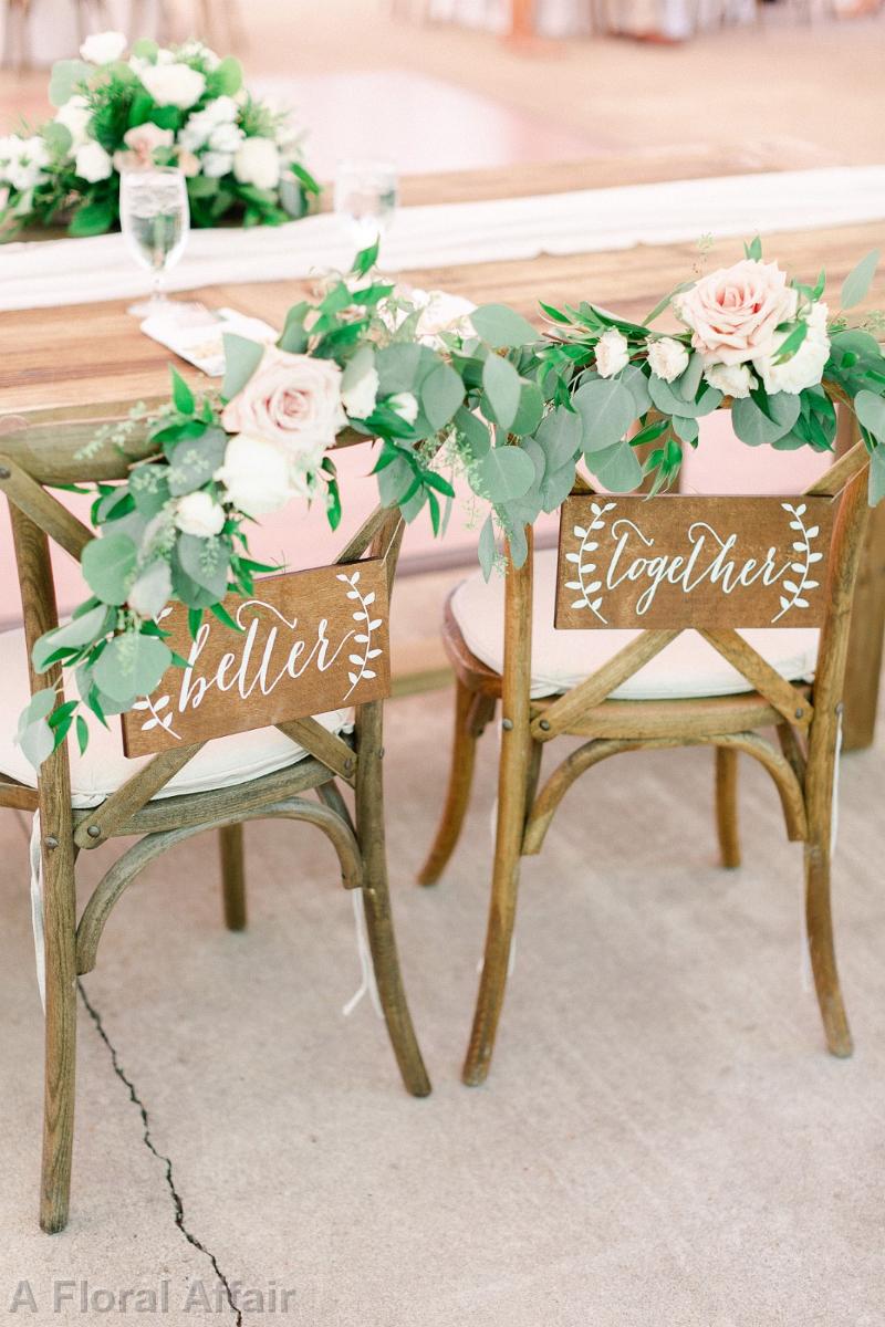 FT0766-Bride and Grooms Chair's with Eucalyptus