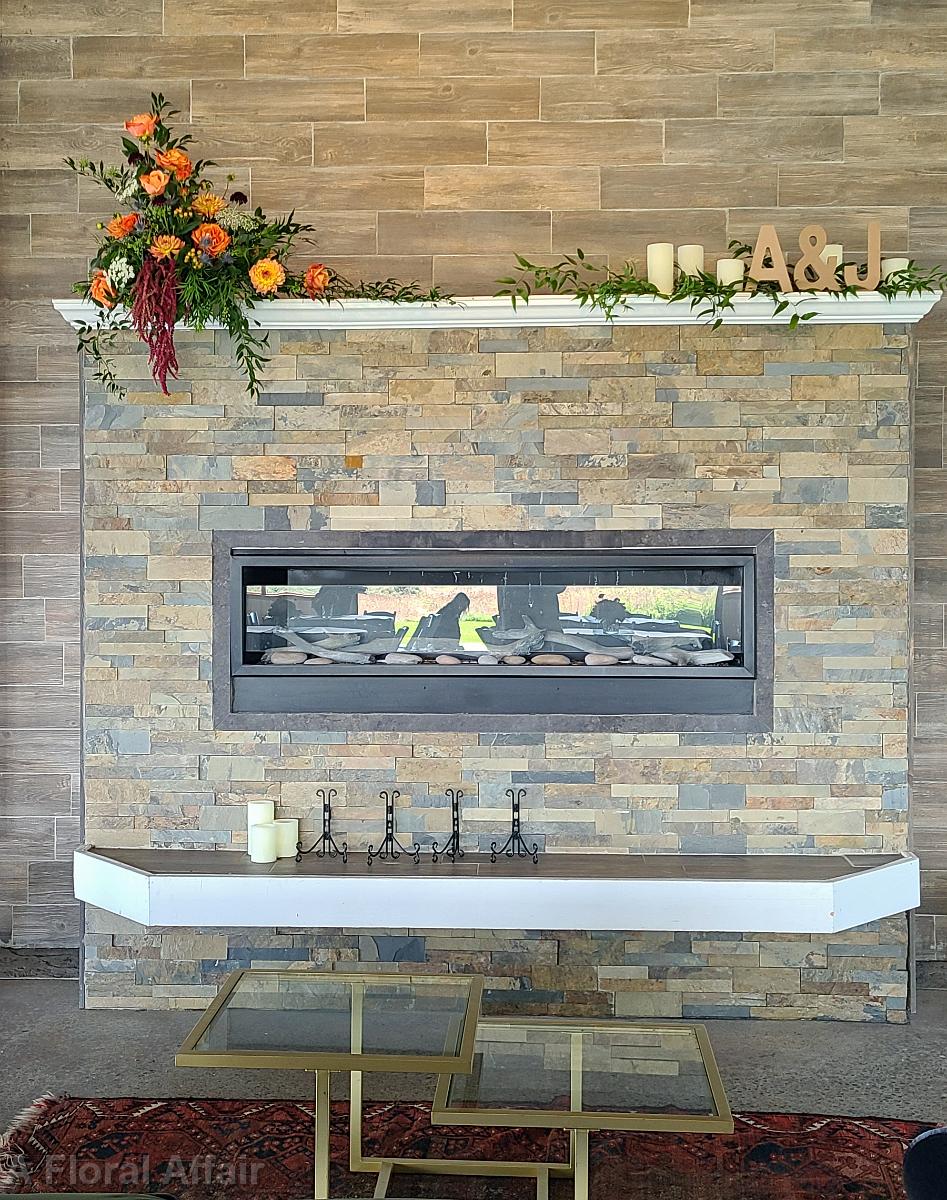 FT0777-Fireplace Mantel Floral Decor