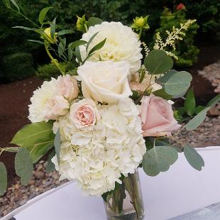 FT0749-Blush and White Guest Book Table Arrangement