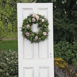 GA0568-Wedding Pink and Green Door Wreath