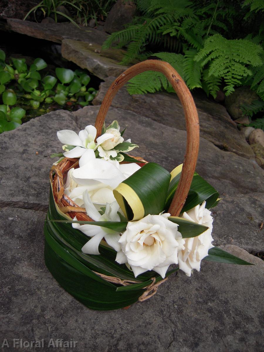BG0069O-Romantic Tropical Flower Girls Basket