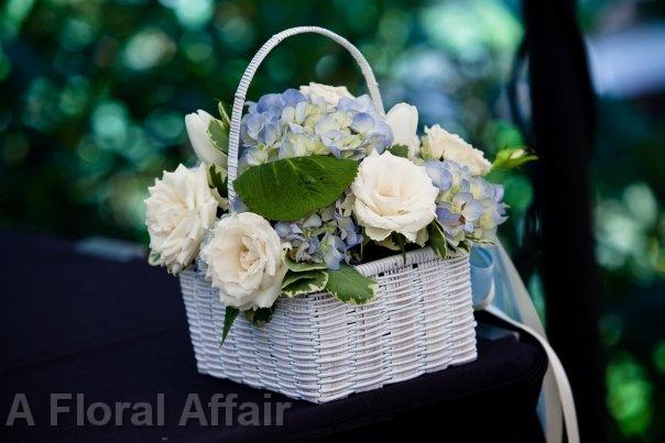 BG0073-White Basket Arrangement For Flower Girl