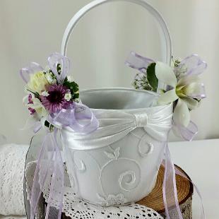 BG0080-Lavender and White Romantic Garden Flower Girl Basket