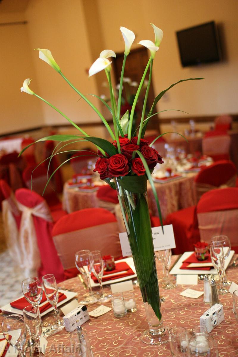 RF1268-Stunning Red and White Weding Centerpiece