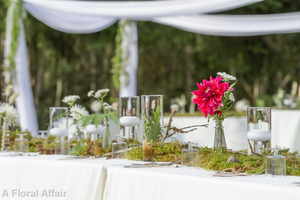 RF1319-Natural Moss and Greenery Woodsy Wedding Reception Centerpiece