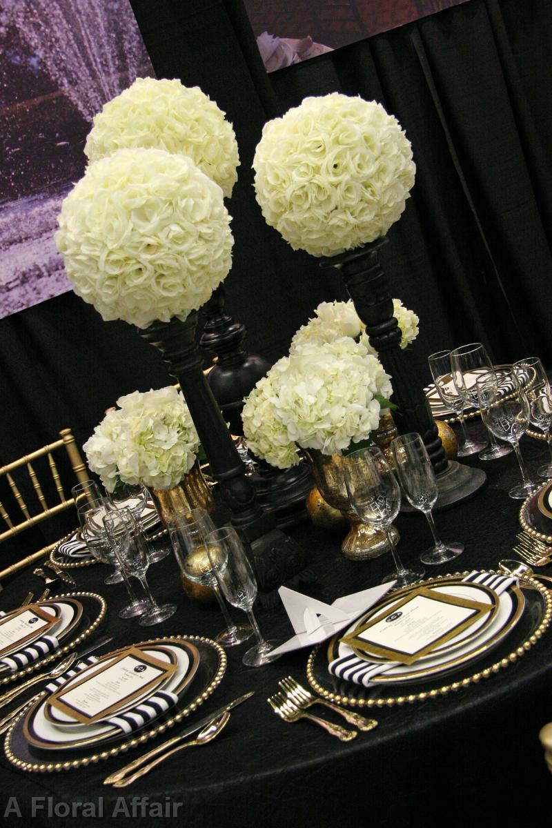 RF1074-White and Black, Elegant and Simple Tall Centerpiece