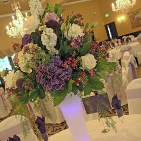 RF1046-Purple, Lavender, and White Romantic Garden Tall Centerpiece