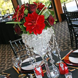 RF1091-Red and Green, Romatic Crystal Tall Centerpiece