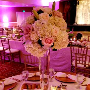 RF1323-Tall Romantic Blush and White Centerpiece