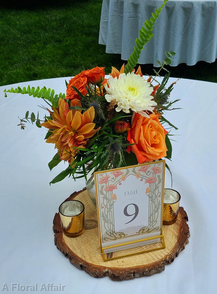 RF1539- Orange and Rust Wedding Centerpiece
