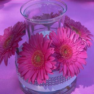 RF0414-Rhinestone and Pink Daisy Centerpiece