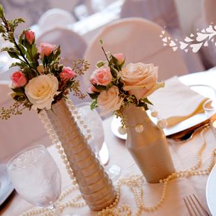 RF0476-Blush Pink and Ivory Gold Painted Centerpiece Settings