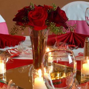 RF0850-Romantic, Elegant, Red Rose Centerpiece