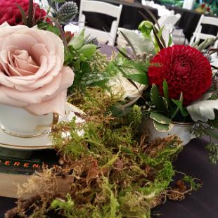 RF1233-Tea Cup and Book Centerpiece