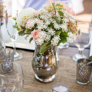 RF1285-Blush and Ivory Mercury Glass Centerpiece