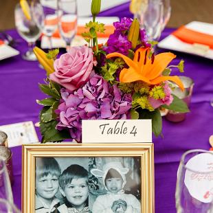 RF1295-Royal and Purple Low Wedding Centerpiece