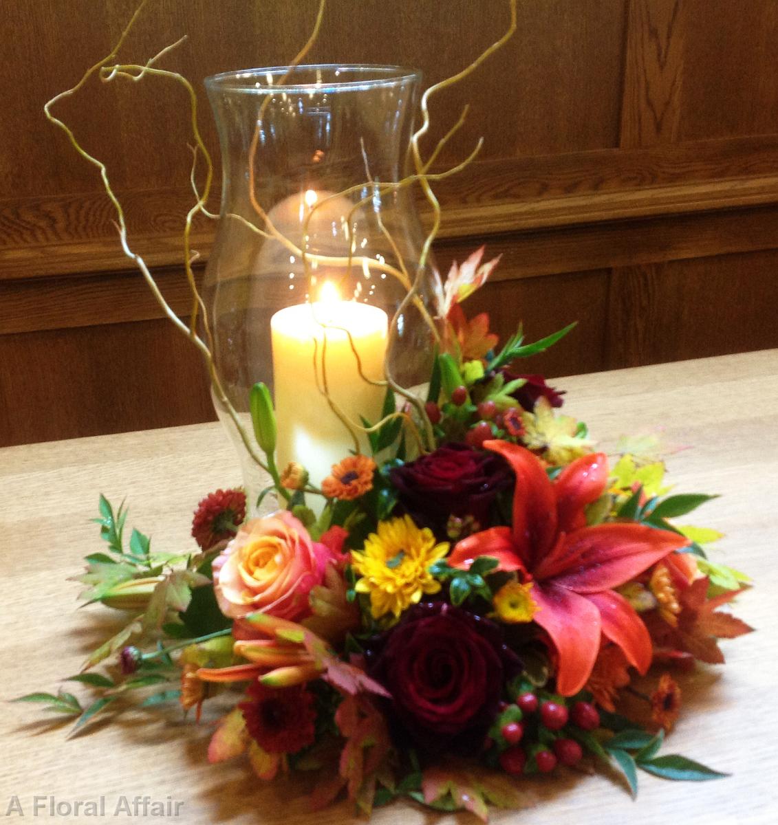 RF0601-Low Fall Candle Arrangement