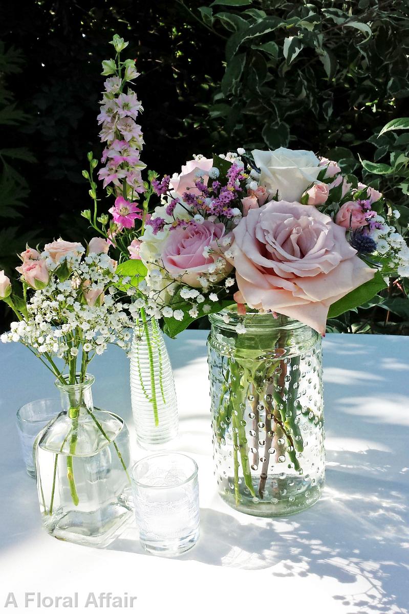 RF1232-Hobnail Vase and Vintage Bottle Centerpiece edited-1