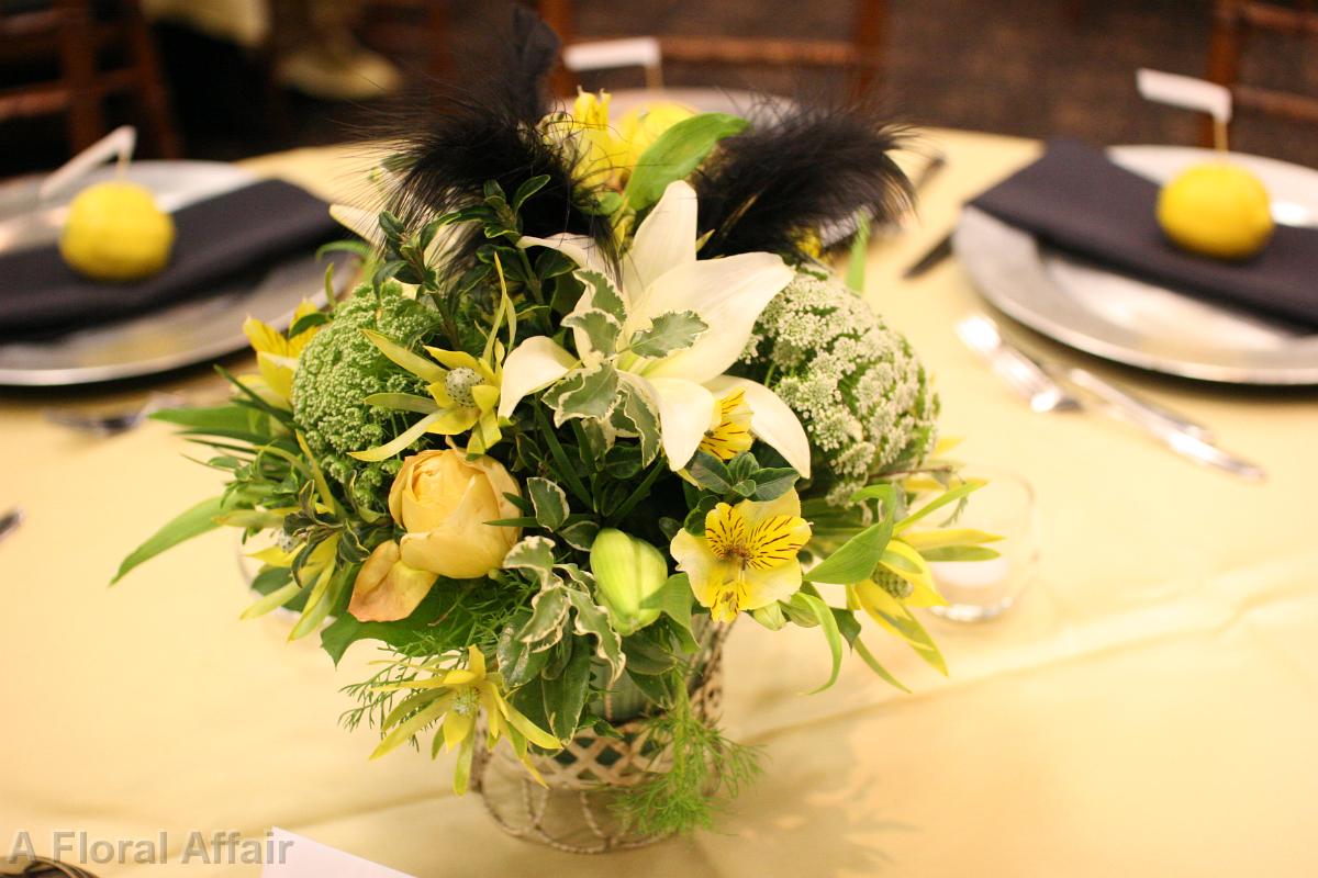 RF1267-Gold, White, Black and Cream Glamorous Centerpiece