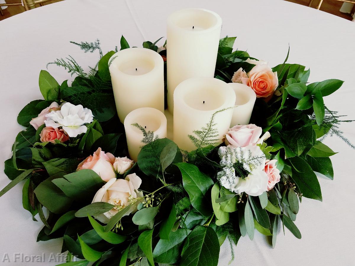 RF1379-Greenery and Candle Floral Centerpiece