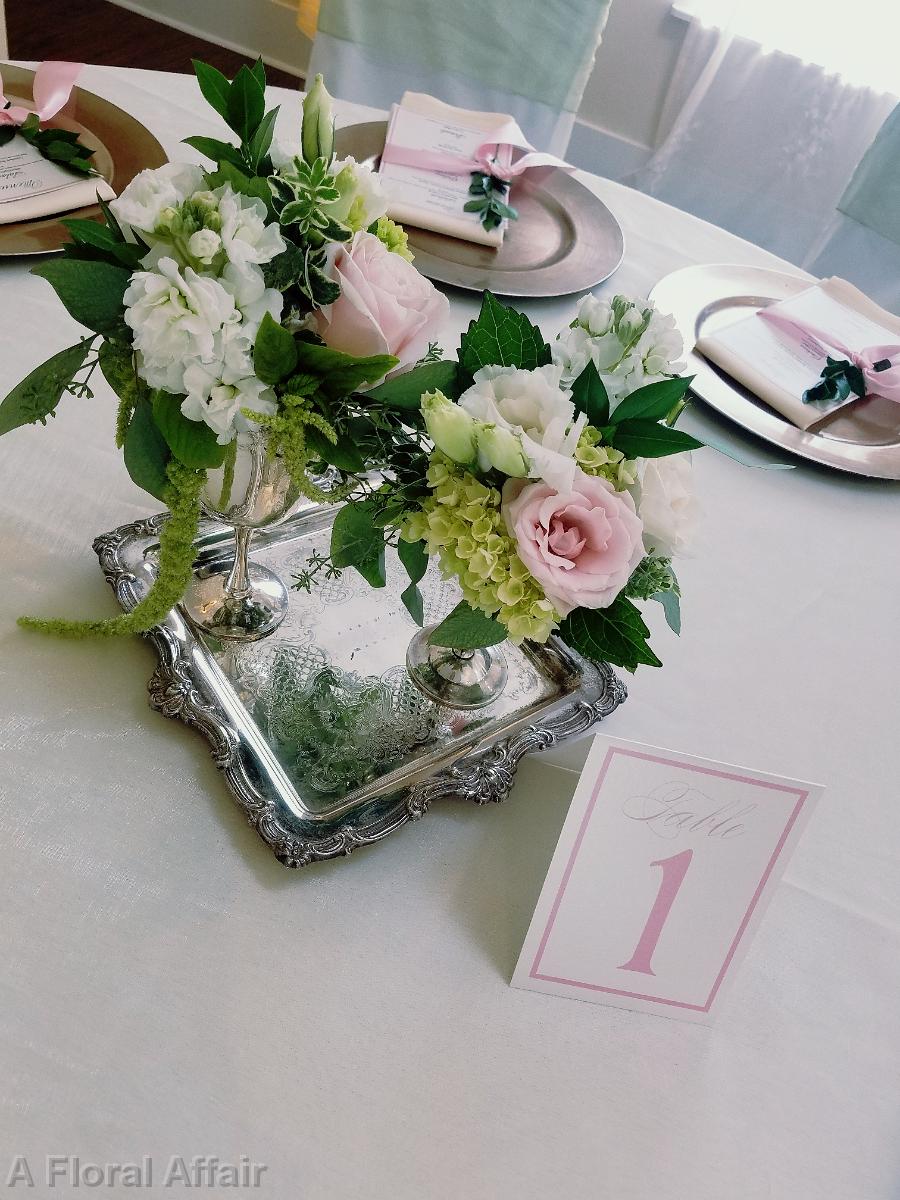 RF1388-Antique Silver, and Blush Centerpiece