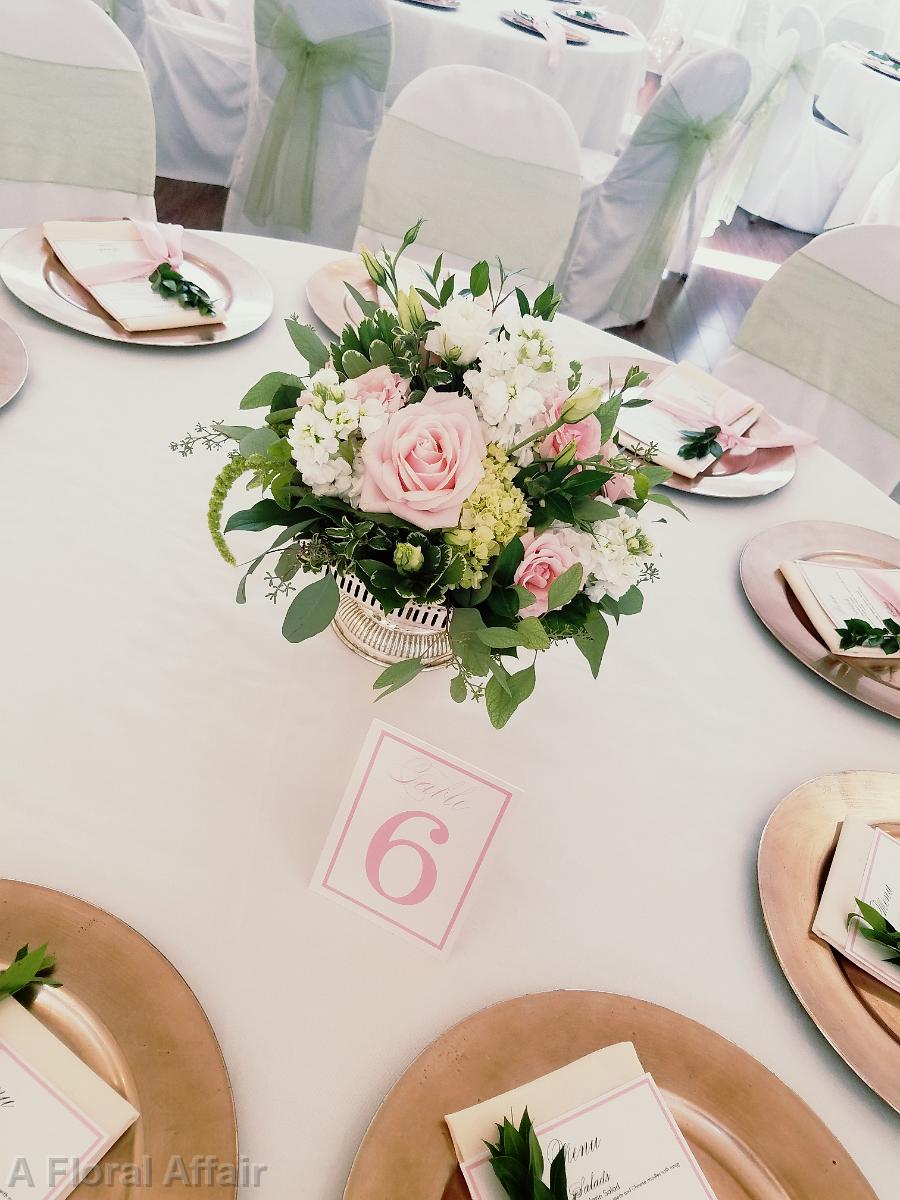 RF1391-Silver, Blush and White Wedding Centerpiece