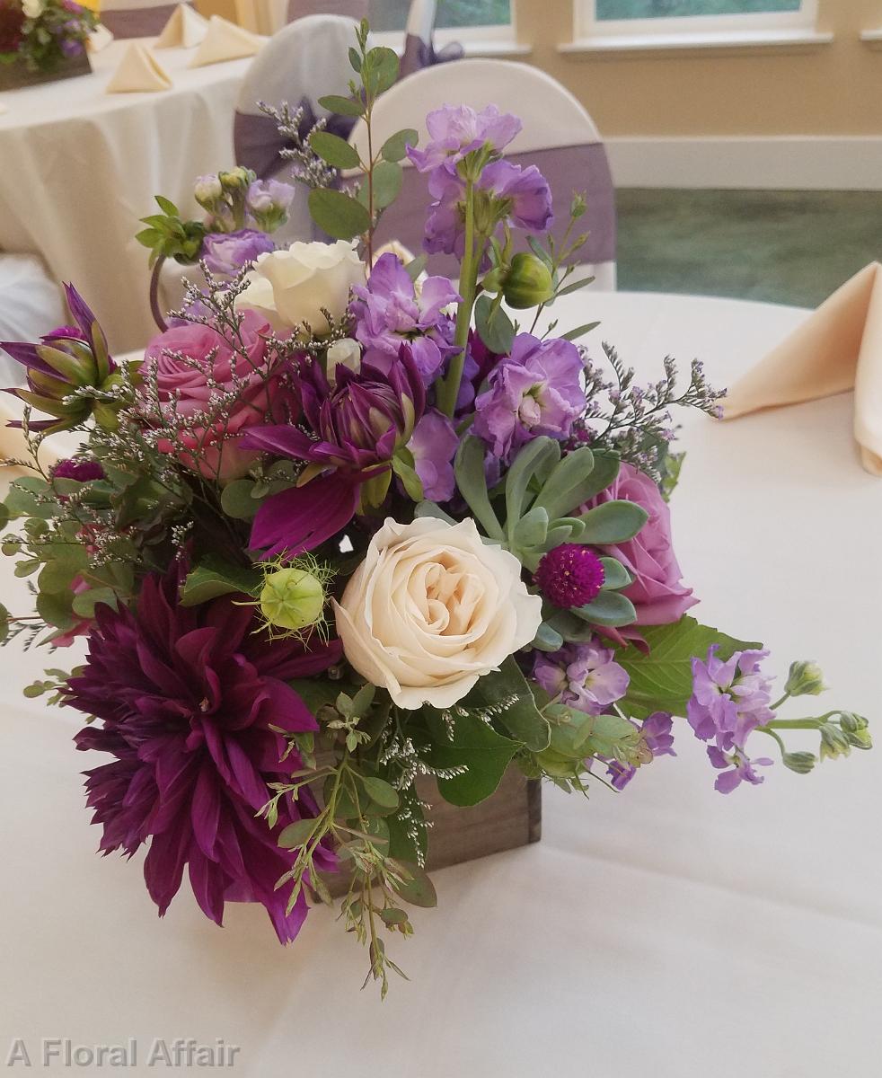 RF1440-Rustic lavender and purple centerpiece